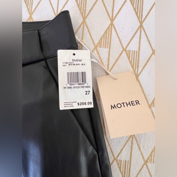 MOTHER High Waisted Tunnel Vision Pleated Wide Leg Faux Leather Pants Size 27 - Picture 8 of 16